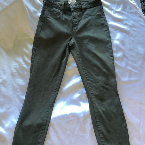 L’AGENCE Margot Crop Skinny Jeans Ivy Green High-Rise Coated Stretch Denim Sz 27 - Picture 7 of 12